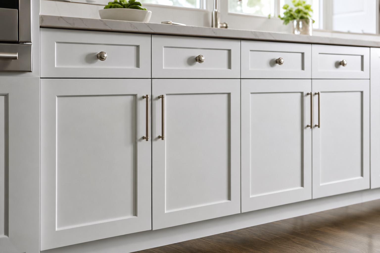 Shaker-style cabinet doors in a modern kitchen
