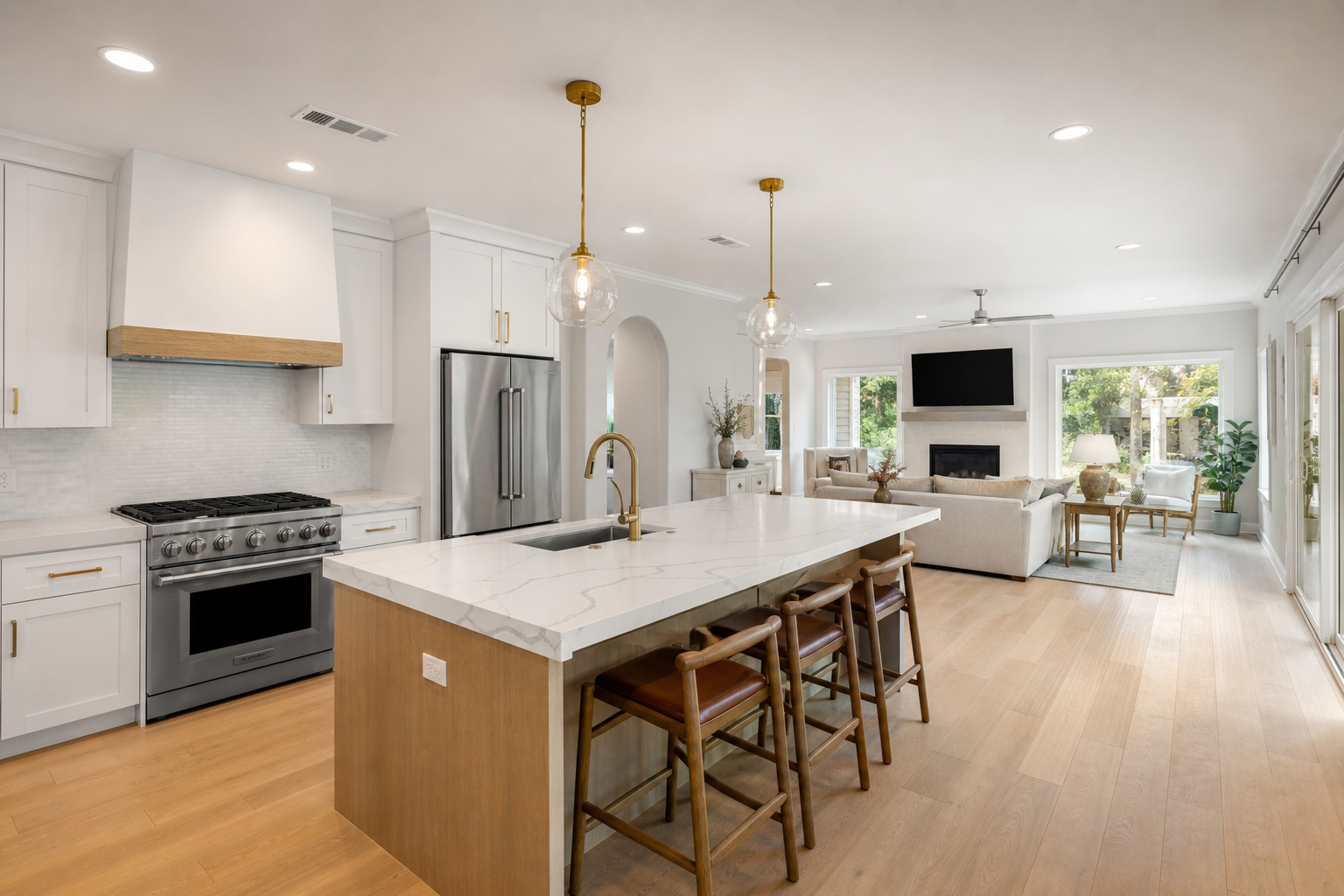 Whole-home renovation with open kitchen and living space, quality finishes