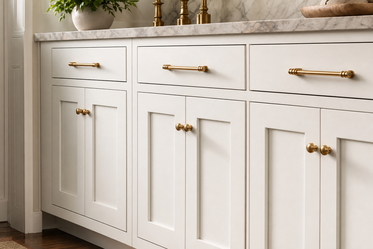 Classic white shaker cabinet doors in a contemporary kitchen